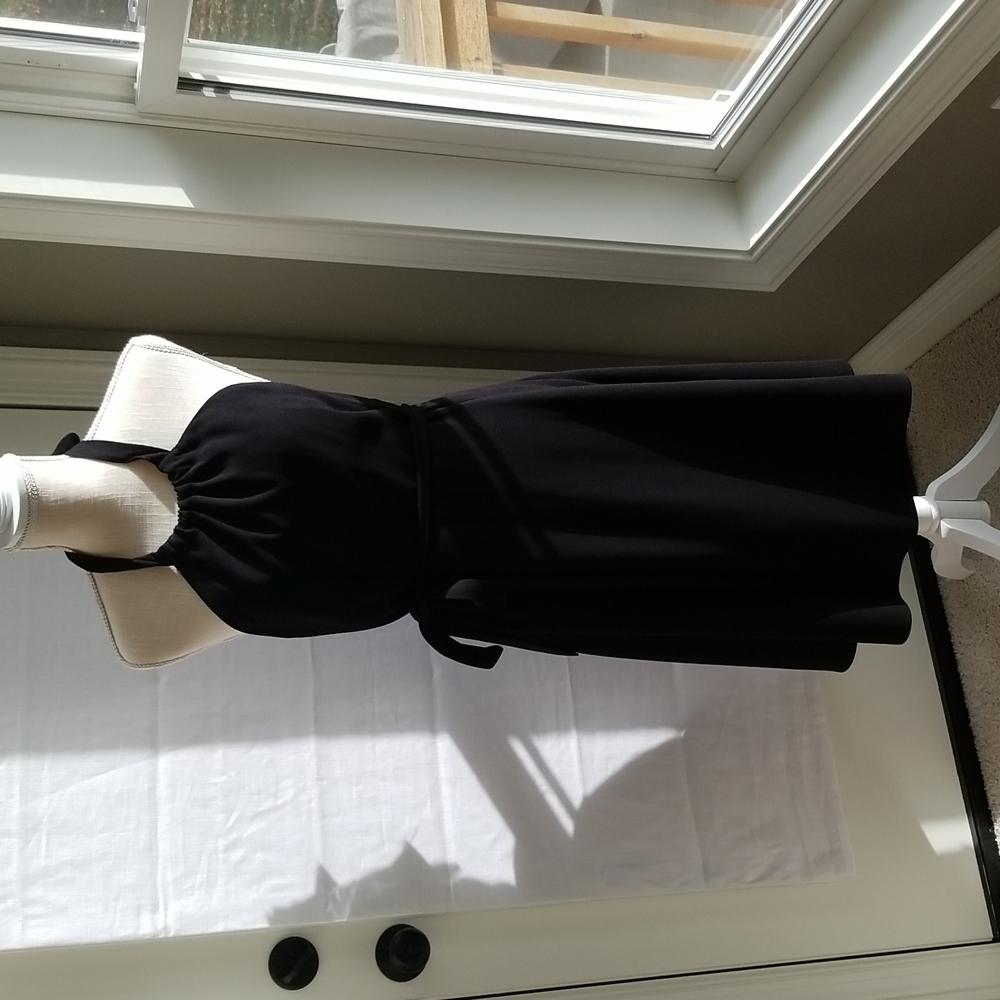 Theory Black Size 6 Wool Crepe Backless Halter Dress.